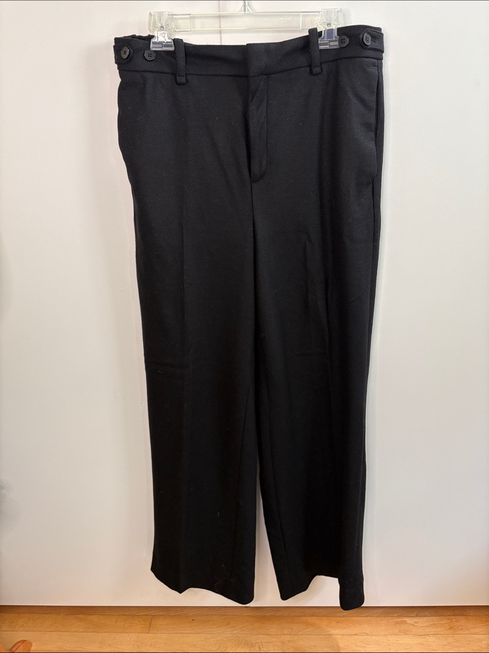 Banana Republic Black Recycled Wool Wide-Leg Trousers 14